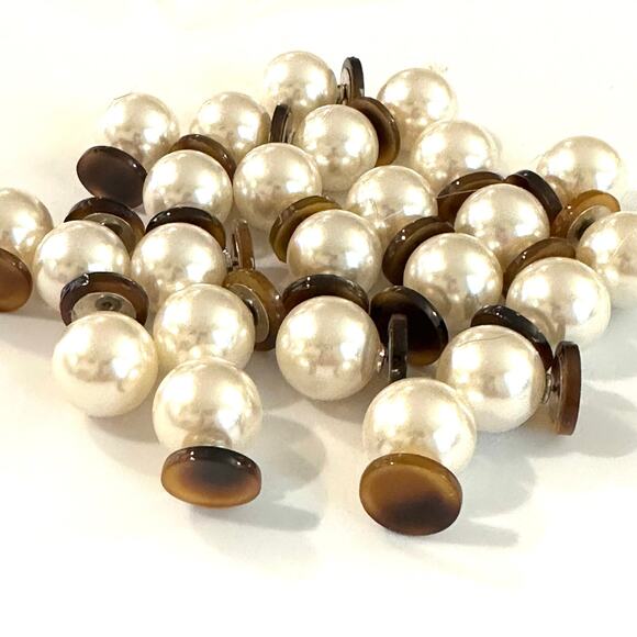 12 Double Sided Pearl Earrings Tortoise Shell Blanks - Picture 1 of 2